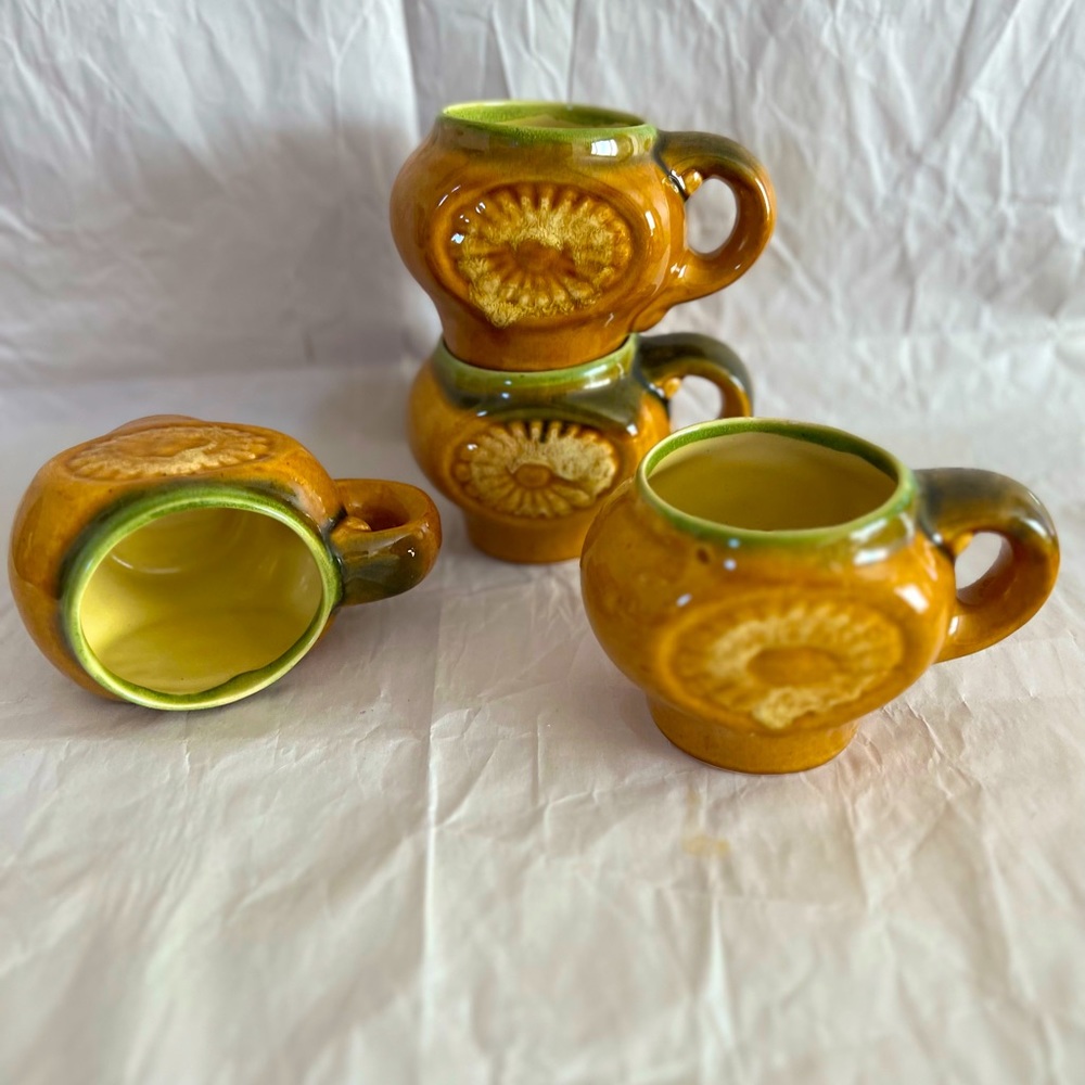 set of four vintage funky mugs